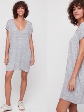 Wilfred Free Marcoux Dress Small Gray Shirt Dress Pockets Casual Minimalist
